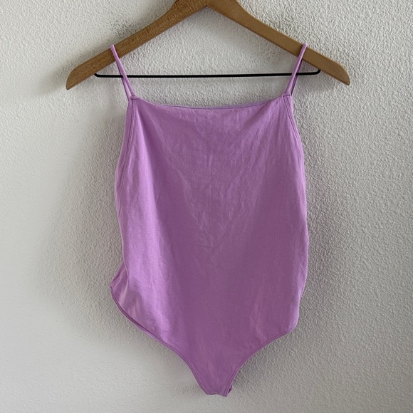 Free People Intimately Pink Square Neck Strappy Back Thong Bodysuit Small - Picture 1 of 6